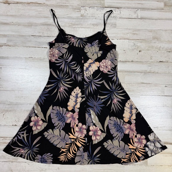 I JOAH Black Tropical Floral Print Spaghetti Strap Mini Dress‎ Sz Junior Small - Picture 7 of 9